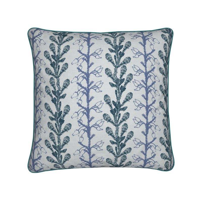 Blue Fynbos Botanical Stripe Cushion Cover