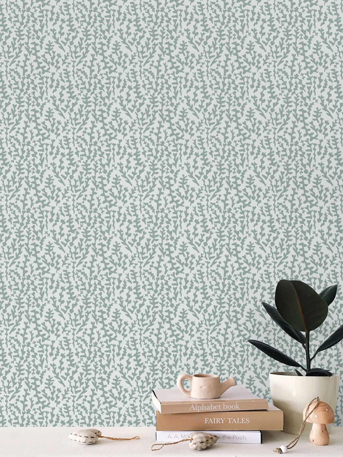 Pale Green Foliage Botanical Wallpaper